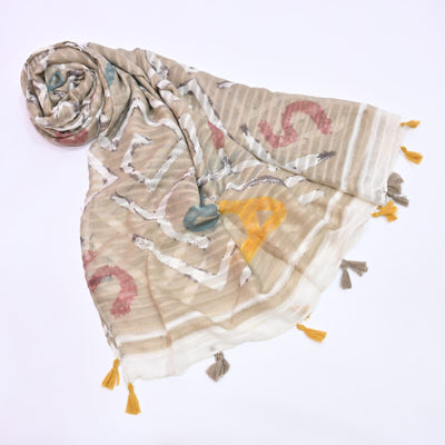 Puzzle Art Lawn Hijab _Beige